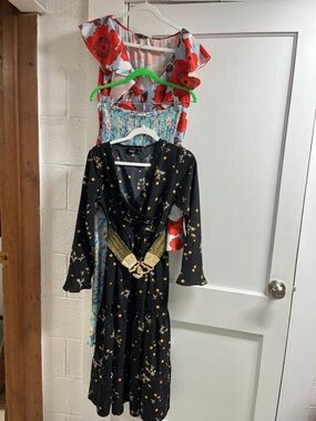 3 pc lot. Floral Multi-Print Summer Dress - Blue, Red, Coral